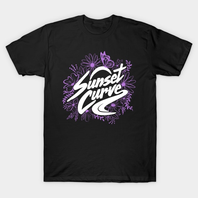 Sunset Curve - Purple Florals T-Shirt by lunalalonde